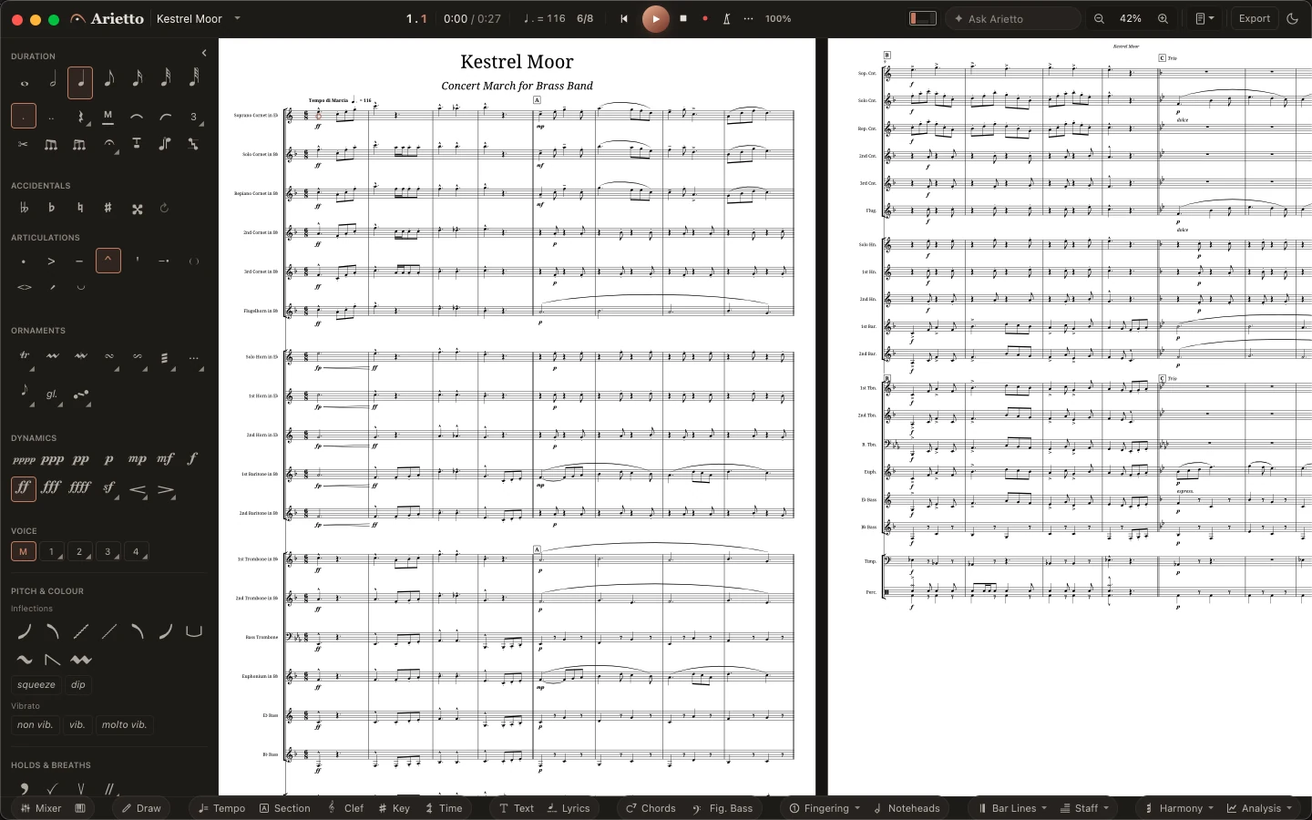Arietto: Every part in the key its player reads