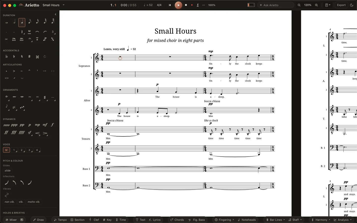 Arietto: Words under every voice