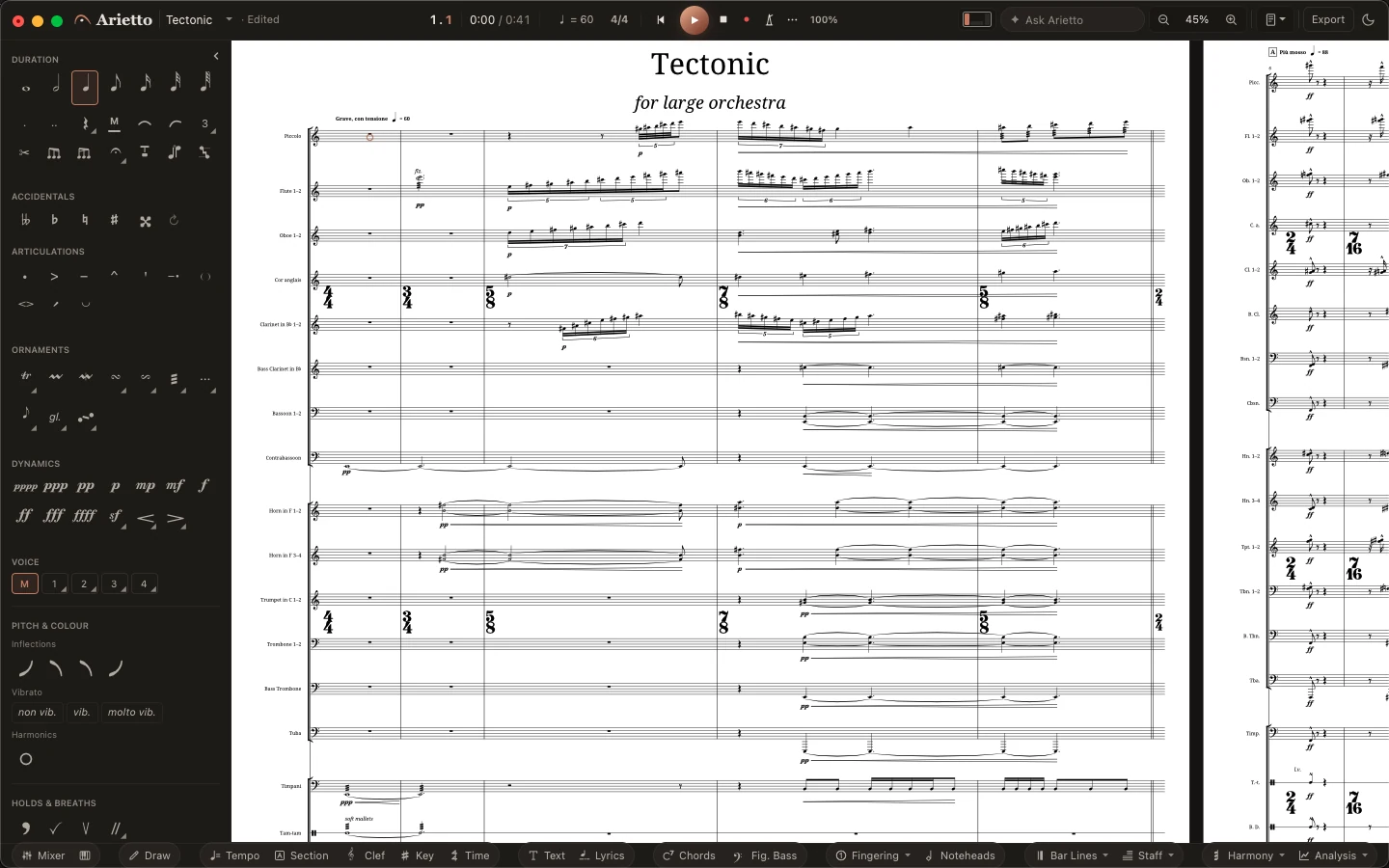 Arietto: Large scores, read at a glance