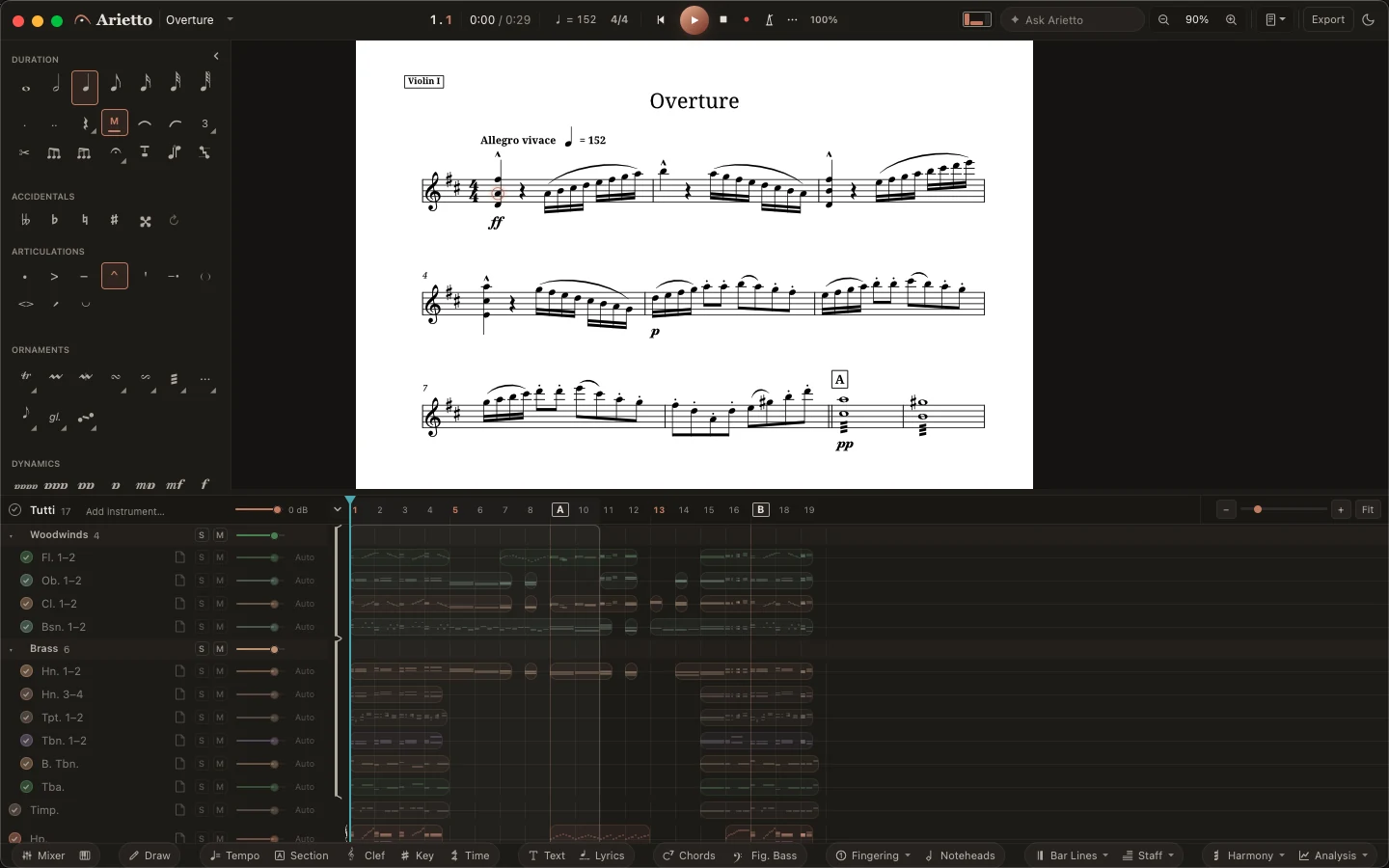 Arietto: Parts, ready when the score is